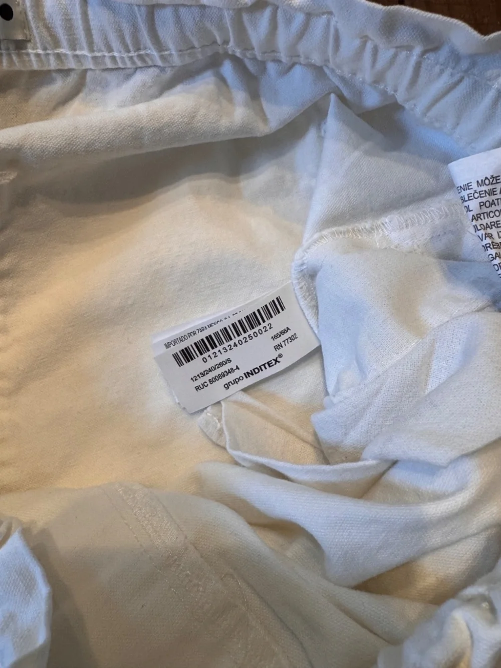 Zara White Relaxed Linen Blend Pant. Tie-Hem Cuffs. Size Small